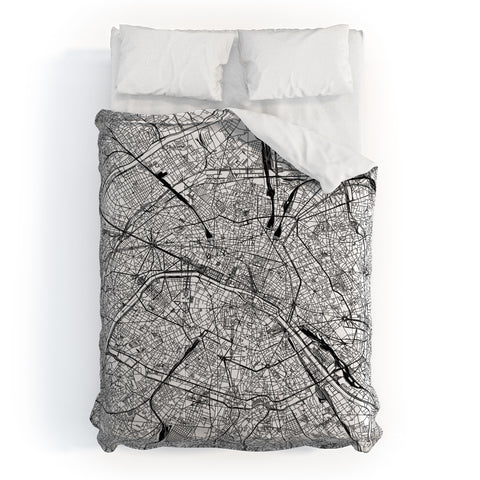 multipliCITY Paris White Map Comforter