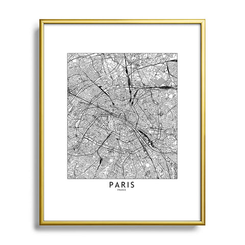 multipliCITY Paris White Map Metal Framed Art Print
