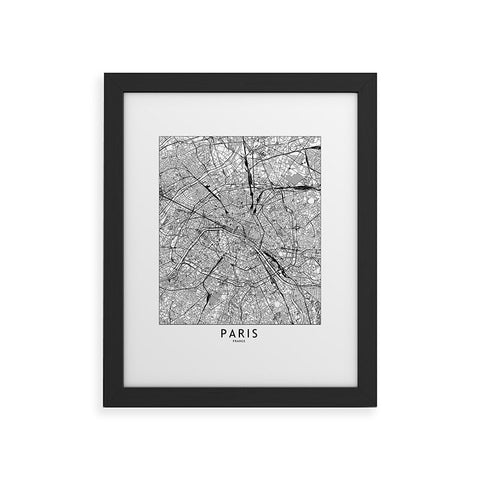 multipliCITY Paris White Map Framed Art Print