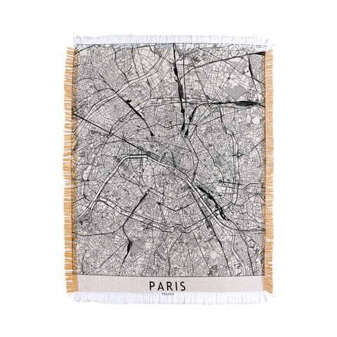 multipliCITY Paris White Map Throw Blanket