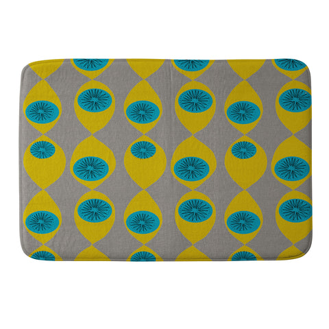 Mummysam Blue And Yellow Flower Memory Foam Bath Mat