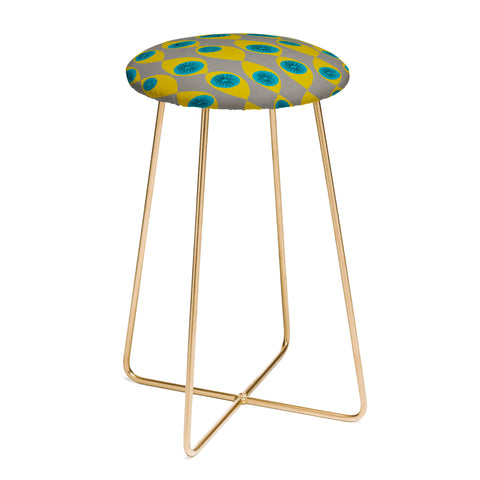 Mummysam Blue And Yellow Flower Counter Stool