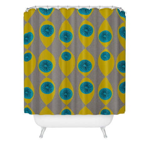 Mummysam Blue And Yellow Flower Shower Curtain
