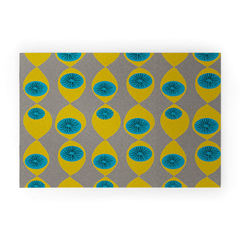 Mummysam Blue And Yellow Flower Welcome Mat