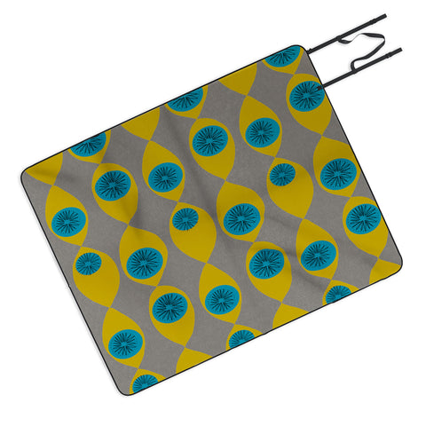 Mummysam Blue And Yellow Flower Picnic Blanket