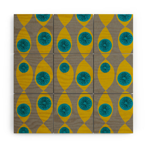 Mummysam Blue And Yellow Flower Wood Wall Mural
