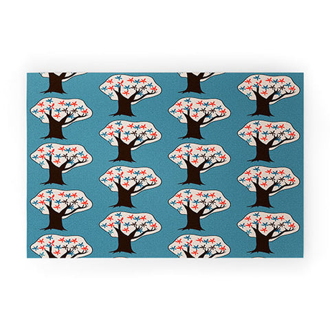 Mummysam Blue Vintage Trees Welcome Mat