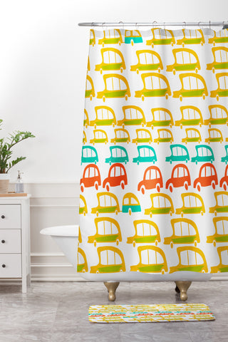 Mummysam Cars Shower Curtain And Mat