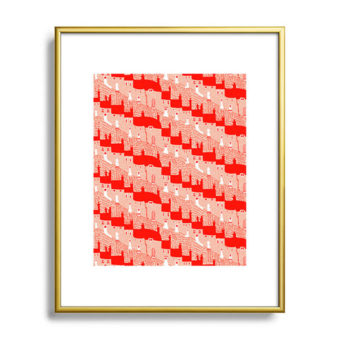 Mummysam English Village Metal Framed Art Print