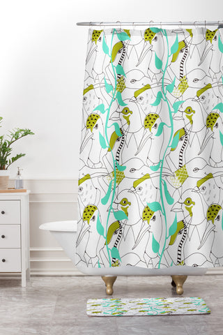 Mummysam Flock Of Birds Shower Curtain And Mat