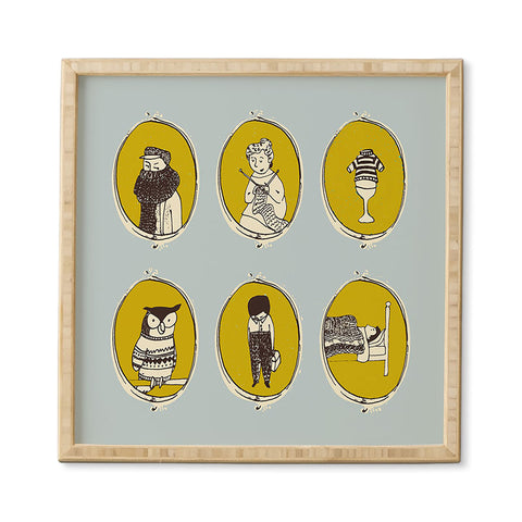 Mummysam Knitting In Blue Framed Wall Art