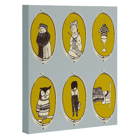 Mummysam Knitting In Blue Art Canvas