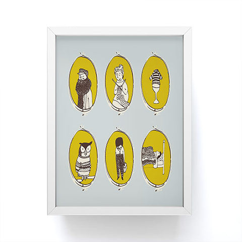 Mummysam Knitting In Blue Framed Mini Art Print