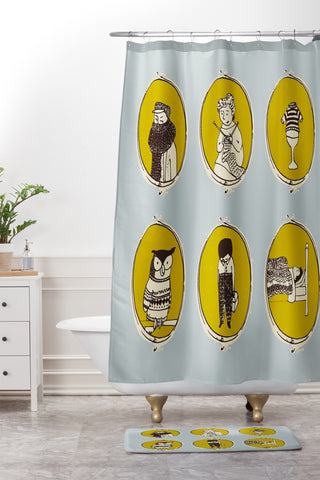 Mummysam Knitting In Blue Shower Curtain And Mat