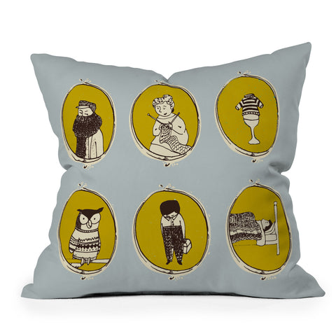 Mummysam Knitting In Blue Throw Pillow