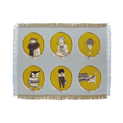 Mummysam Knitting In Blue Throw Blanket