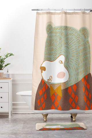 Mummysam Mr Bear Shower Curtain And Mat