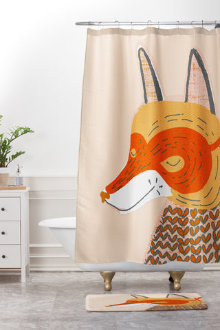 Mummysam Mr Fox Shower Curtain And Mat