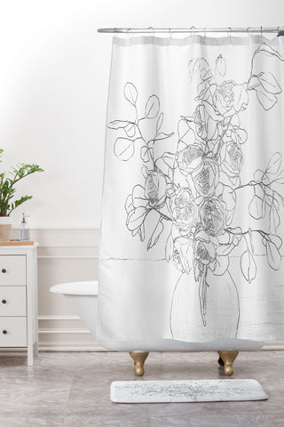 Nadja Beautiful Bouquet Line Shower Curtain And Mat