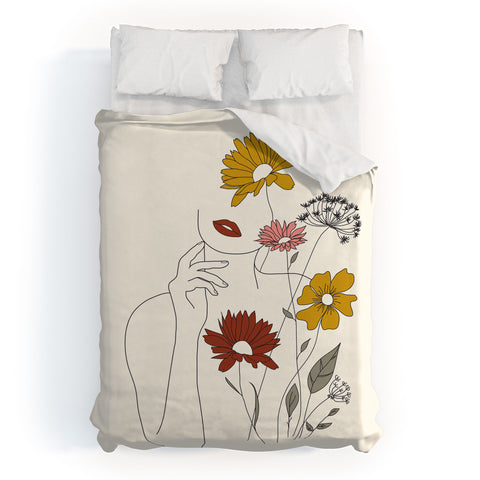 Nadja Colorful Thoughts Minimal Line Duvet Cover