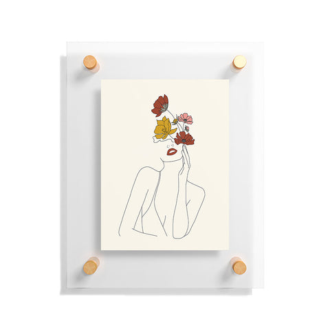 Nadja Colorful Thoughts Minimal Line Woman Floating Acrylic Print