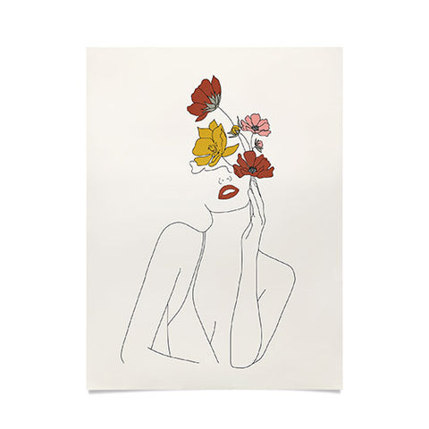 Nadja Colorful Thoughts Minimal Line Woman Poster