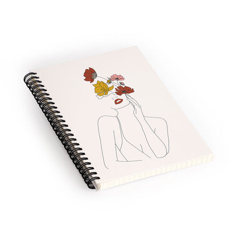 Nadja Colorful Thoughts Minimal Line Woman Spiral Notebook