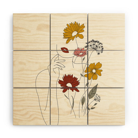 Nadja Colorful Thoughts Minimal Line Wood Wall Mural