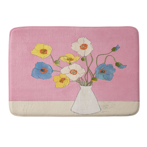 Nadja Field Wildflowers Pink Memory Foam Bath Mat
