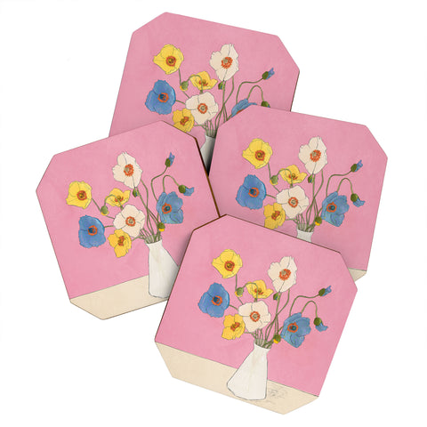 Nadja Field Wildflowers Pink Coaster Set