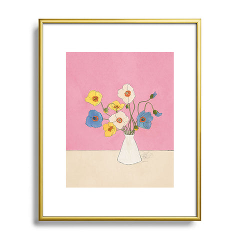 Nadja Field Wildflowers Pink Metal Framed Art Print