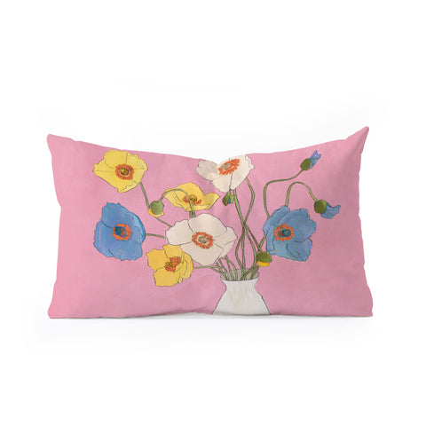 Nadja Field Wildflowers Pink Oblong Throw Pillow