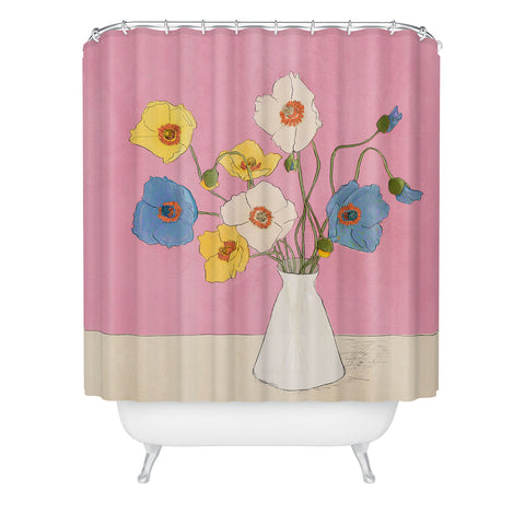 Nadja Field Wildflowers Pink Shower Curtain