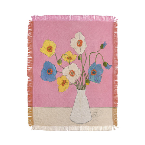 Nadja Field Wildflowers Pink Throw Blanket
