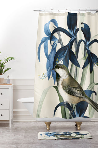 Nadja Little Bird and Flowers II Shower Curtain And Mat