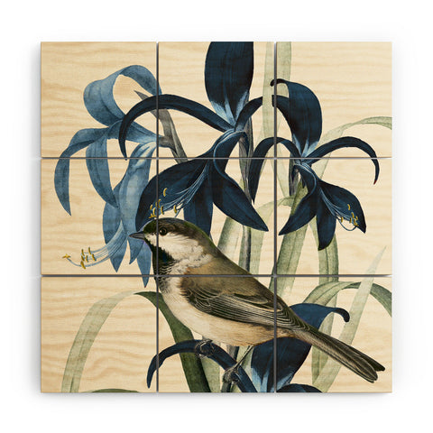 Nadja Little Bird and Flowers II Wood Wall Mural