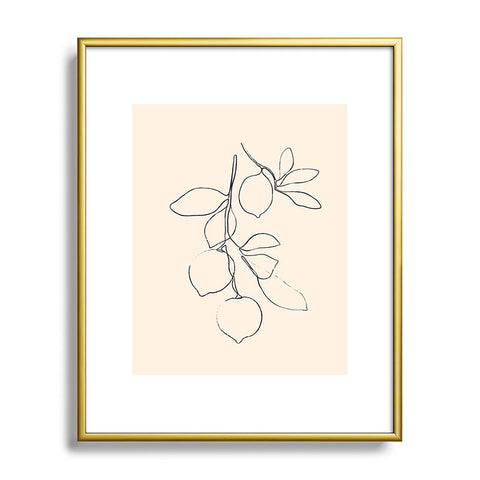 Nadja Minimal Lemons Metal Framed Art Print