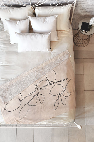 Nadja Minimal Lemons Fleece Throw Blanket