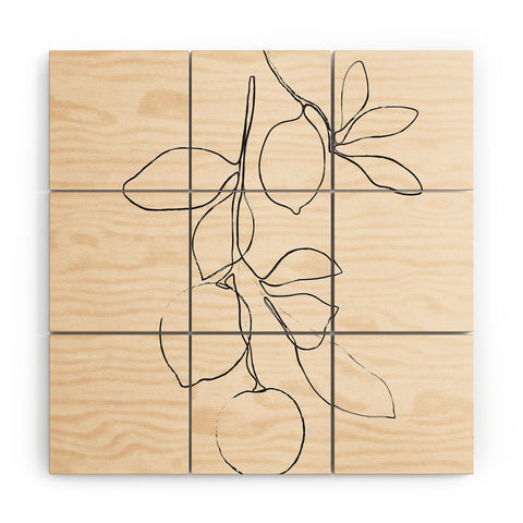 Nadja Minimal Lemons Wood Wall Mural