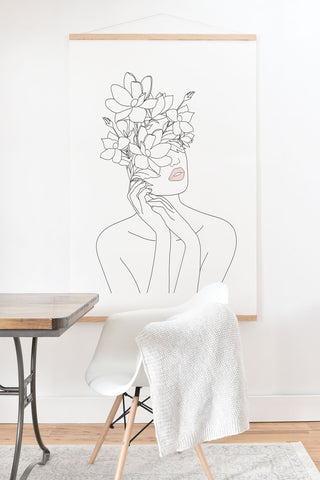 Nadja Minimal Woman with Magnolia Art Print And Hanger