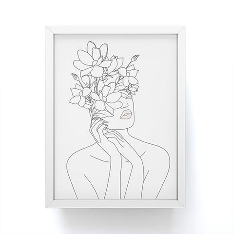 Nadja Minimal Woman with Magnolia Framed Mini Art Print