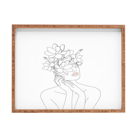 Nadja Minimal Woman with Magnolia Rectangular Tray