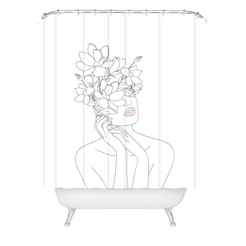 Nadja Minimal Woman with Magnolia Shower Curtain
