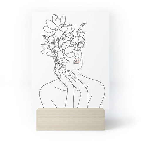 Nadja Minimal Woman with Magnolia Mini Art Print