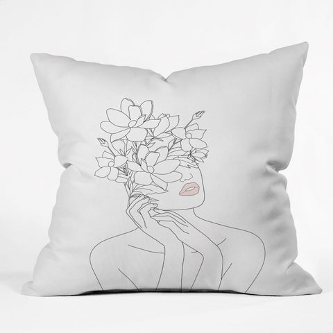 Nadja Minimal Woman with Magnolia Throw Pillow