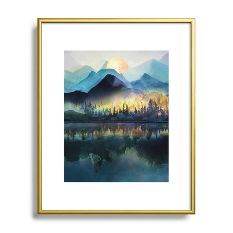 Nadja Mountain Lake Under Sunrise Metal Framed Art Print