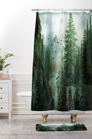 Nadja Mountain Morning 2 Shower Curtain And Mat