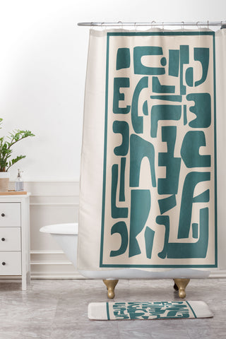 Nadja Organic Contemporary Shapes Shower Curtain And Mat