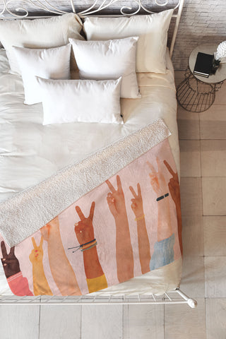 Nadja Peace II Fleece Throw Blanket