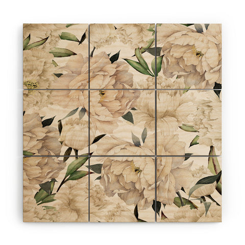 Nadja Peonies Pattern Wood Wall Mural